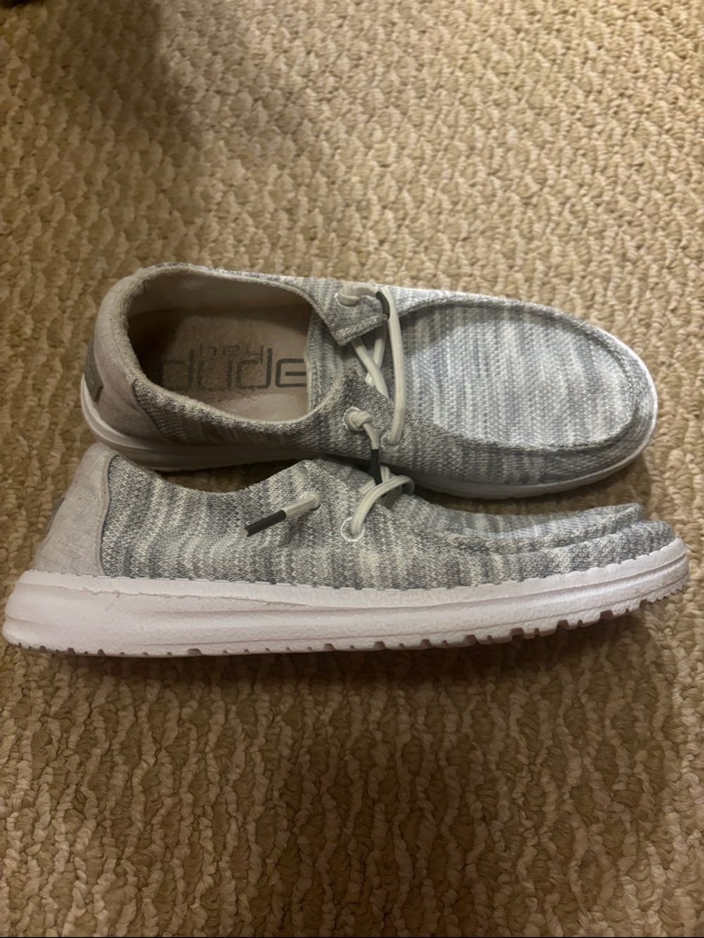 Hey Dude Women's Espadrilles in Light Gray and White